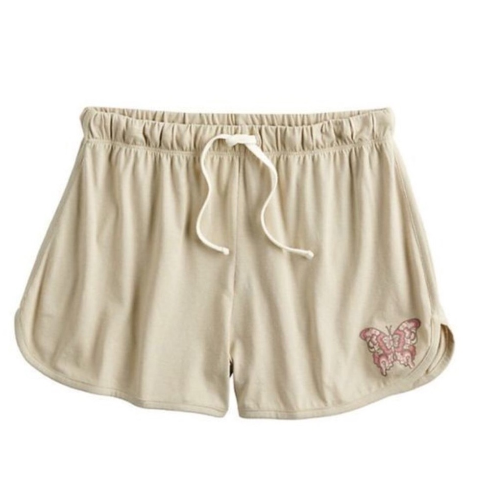 Fifth Sun butterfly screenprint shorts Woman’s size L coral brown cream …